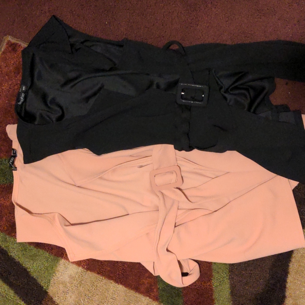 Black Belted sleeveless cardigan / blazer / vest #1